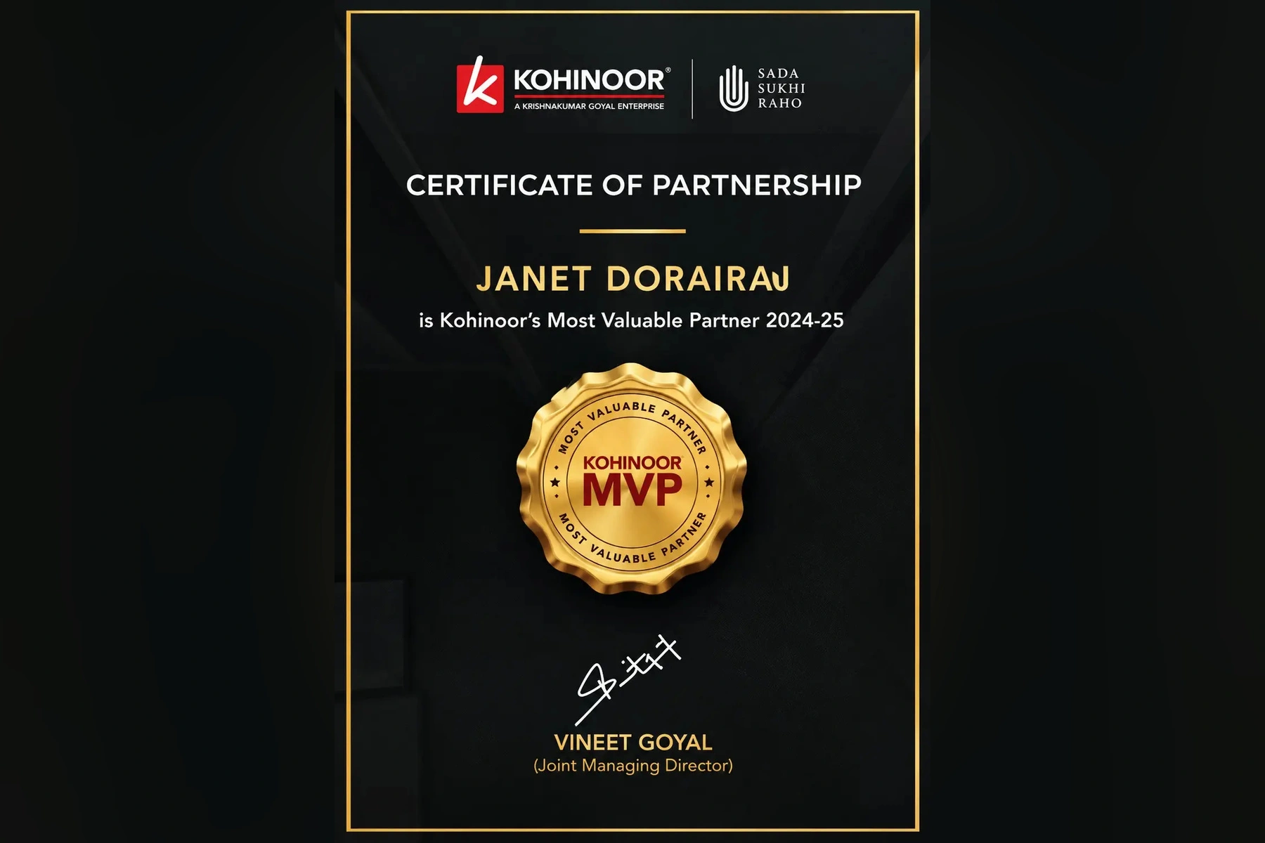 Kohinoor Certificate